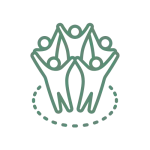 Healthy Teams icon. Team wellbeing, psychological safety and mental fitness for stronger collaboration and performance through workplace wellbeing solutions.