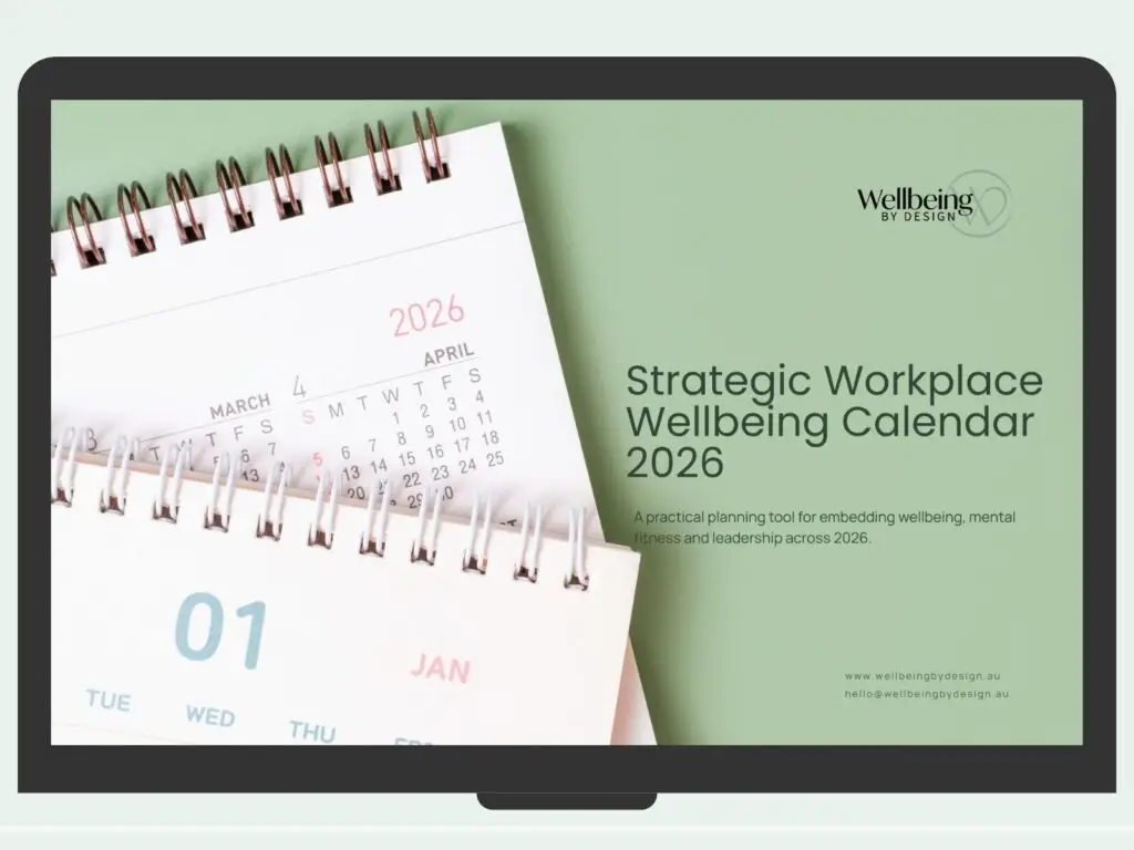 Strategic wellbeing calendar 2026 for leadership, mental fitness and organisational planning, Wellbeing by Design Australia